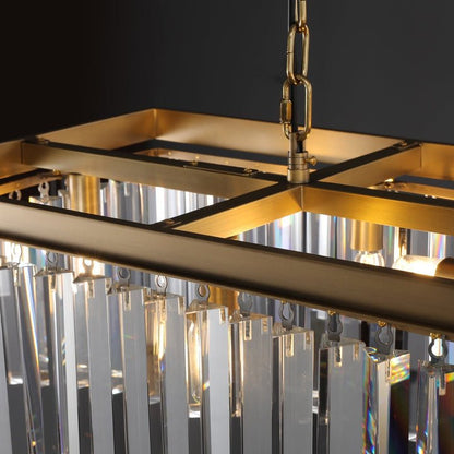 Rhys Rectangular Chandelier 59",Crystal Prism