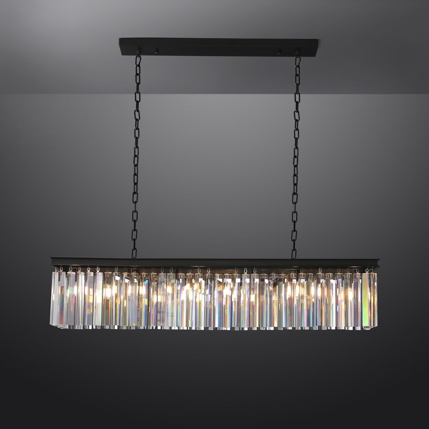 Rhys Rectangular Chandelier 59",Crystal Prism