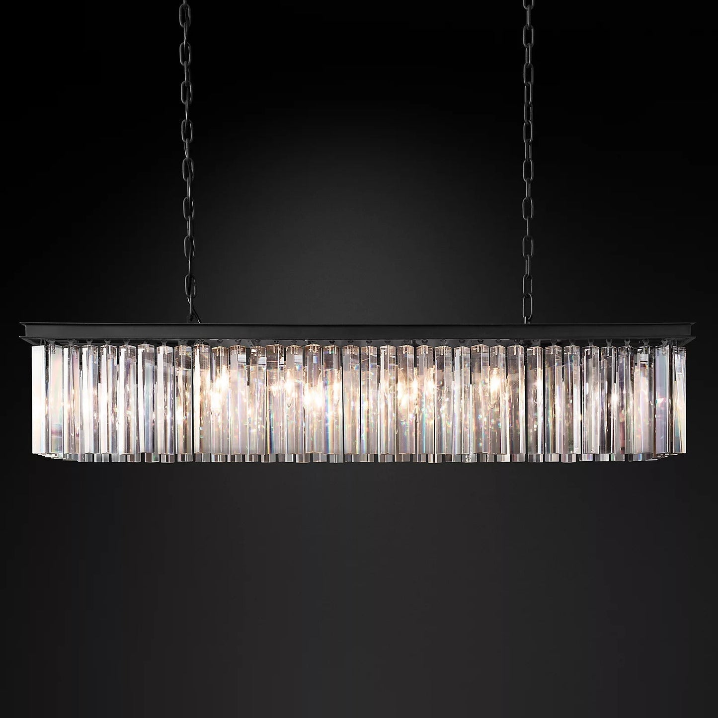 Rhys Rectangular Crystal Chandelier 49", Crystal Prism