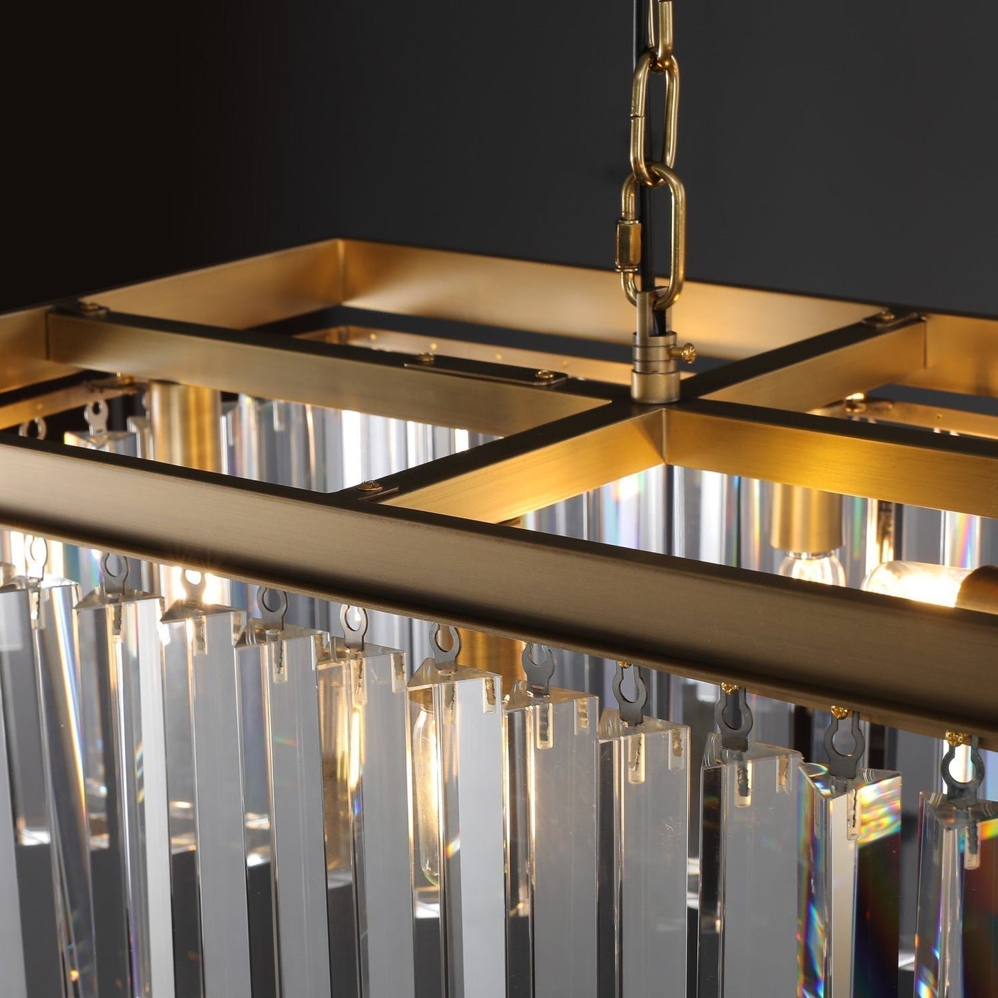 Rhys Rectangular Crystal Chandelier 49", Crystal Prism