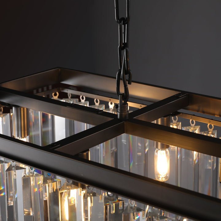 Rhys Rectangular Crystal Chandelier 49", Crystal Prism