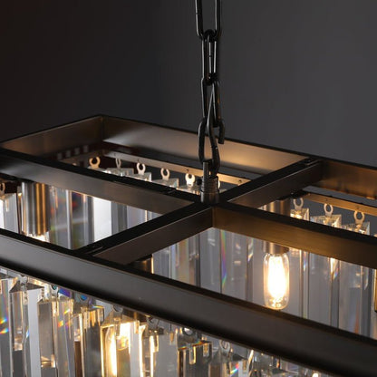 Rhys Rectangular Crystal Chandelier 49", Crystal Prism