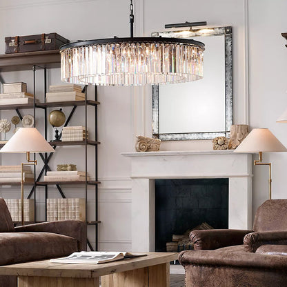 Rhys Round Chandelier 32" ,Crystal Prism
