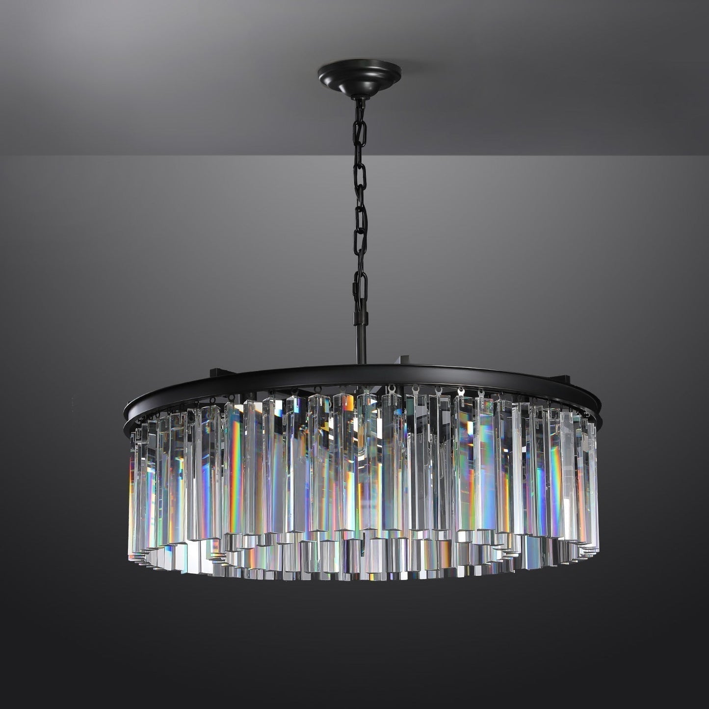 Rhys Round Chandelier 32" ,Crystal Prism