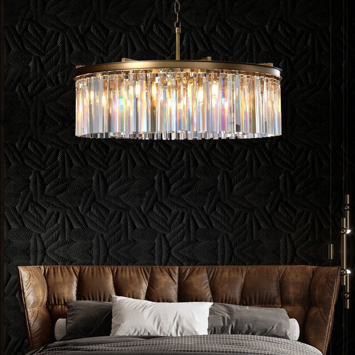Rhys Round Chandelier 32" ,Crystal Prism