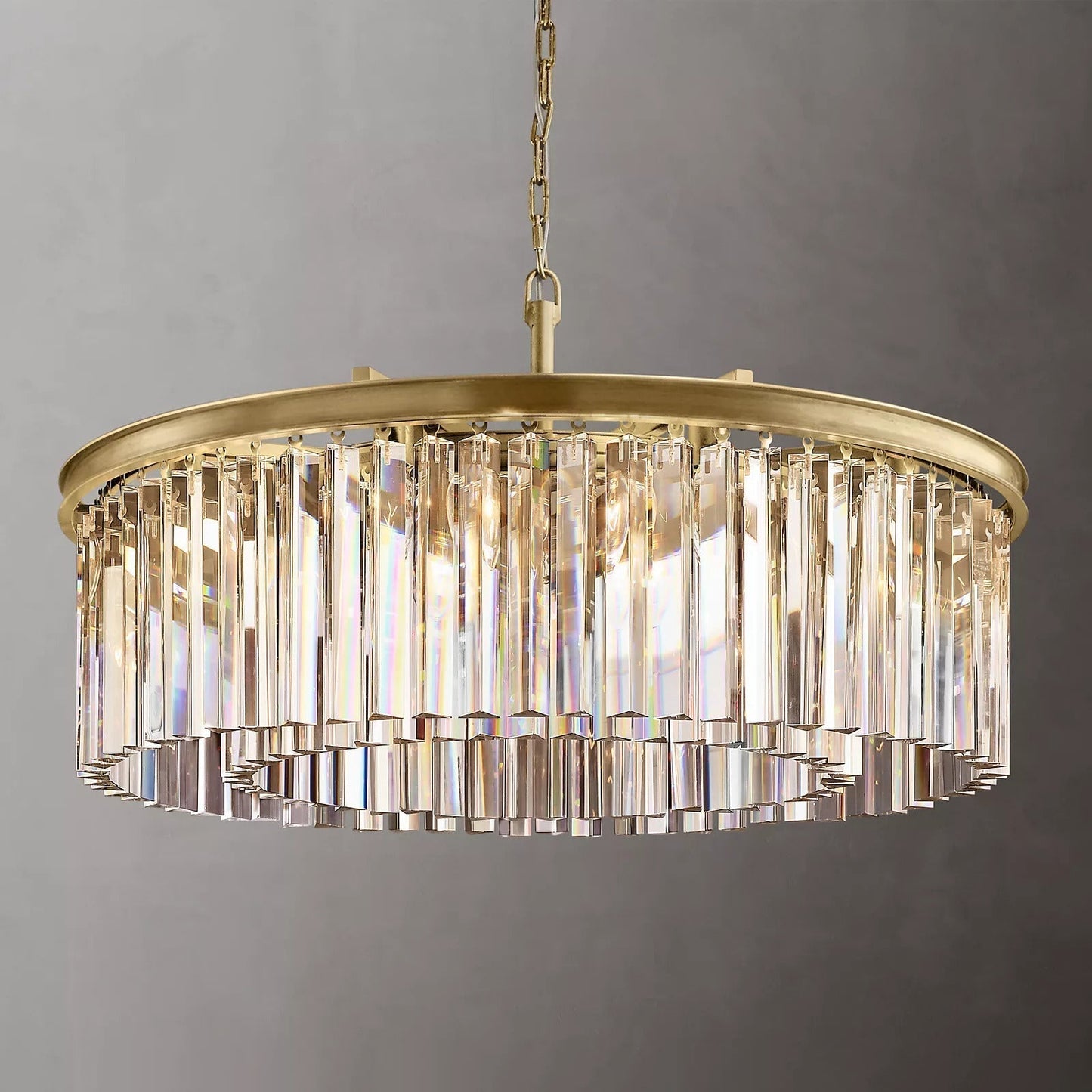 Rhys Round Chandelier 32" ,Crystal Prism