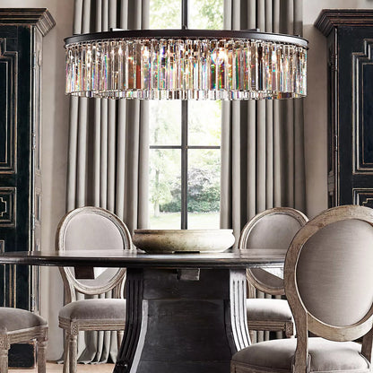 Rhys Round Chandelier 43", Crystal Prism
