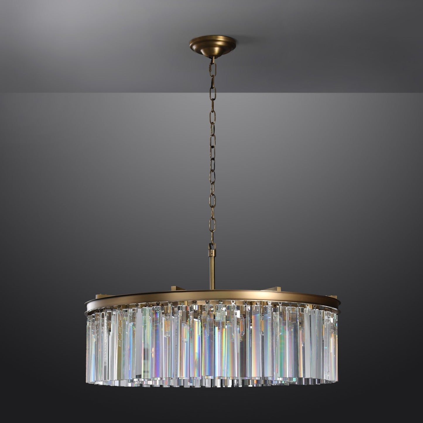 Rhys Round Chandelier 43", Crystal Prism
