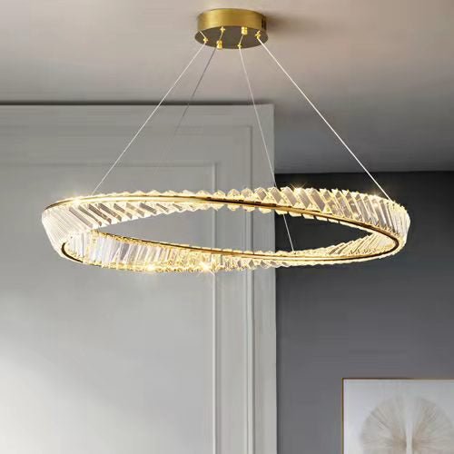 Ring Crystal Chandelier Luxury Living/ Dining Room Ceiling Lamp Bedroom Light-Nobipets