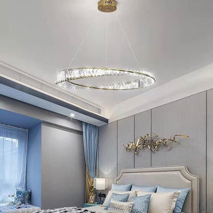 Ring Crystal Chandelier Luxury Living/ Dining Room Ceiling Lamp Bedroom Light-Nobipets