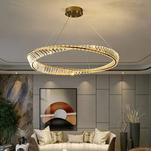 Ring Crystal Chandelier Luxury Living/ Dining Room Ceiling Lamp Bedroom Light-Nobipets