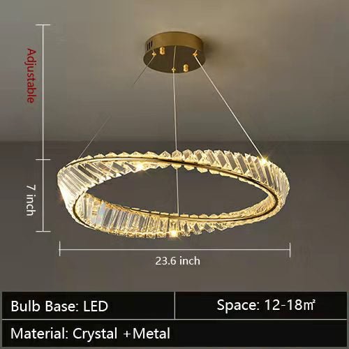 Ring Crystal Chandelier Luxury Living/ Dining Room Ceiling Lamp Bedroom Light-Nobipets
