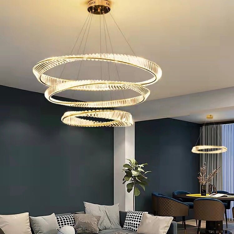 Ring Crystal Chandelier Luxury Living/ Dining Room Ceiling Lamp Bedroom Light-Nobipets