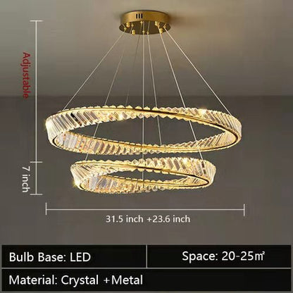 Ring Crystal Chandelier Luxury Living/ Dining Room Ceiling Lamp Bedroom Light-Nobipets
