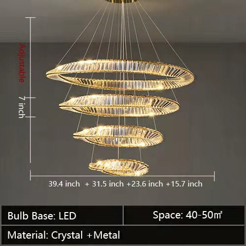 Ring Crystal Chandelier Luxury Living/ Dining Room Ceiling Lamp Bedroom Light-Nobipets