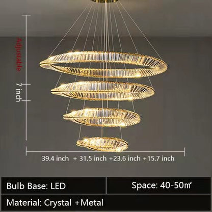 Ring Crystal Chandelier Luxury Living/ Dining Room Ceiling Lamp Bedroom Light-Nobipets