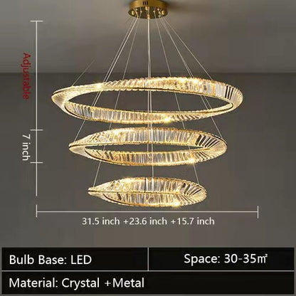 Ring Crystal Chandelier Luxury Living/ Dining Room Ceiling Lamp Bedroom Light-Nobipets
