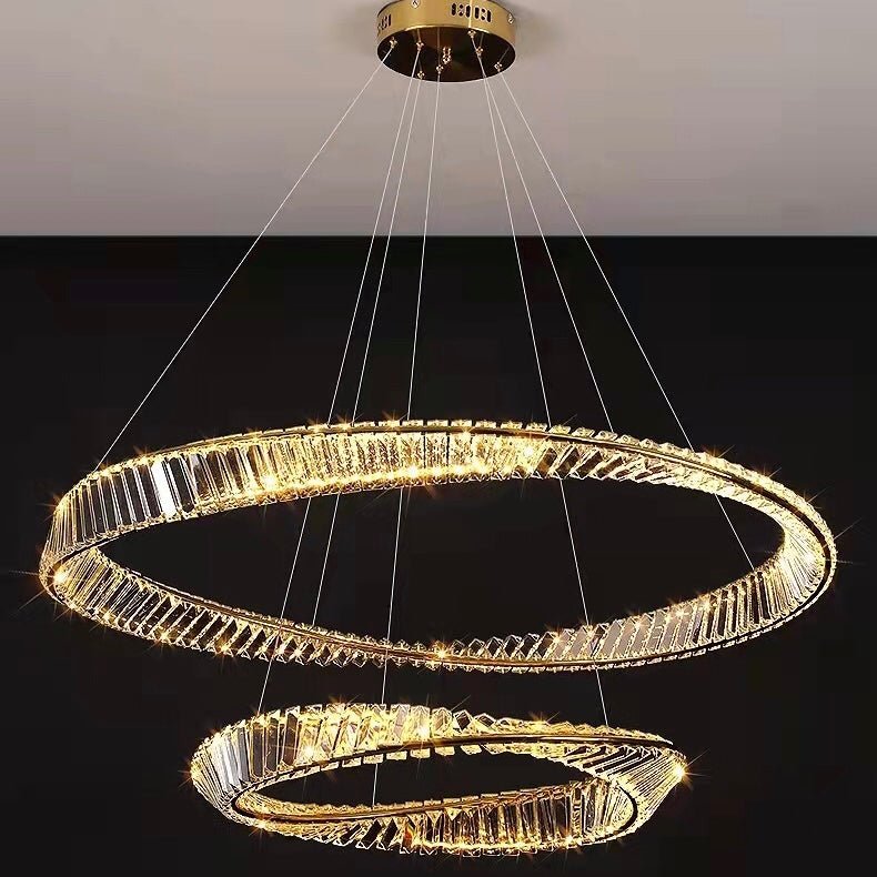 Ring Crystal Chandelier Luxury Living/ Dining Room Ceiling Lamp Bedroom Light-Nobipets