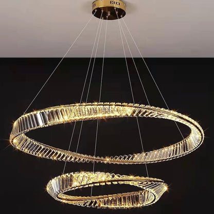 Ring Crystal Chandelier Luxury Living/ Dining Room Ceiling Lamp Bedroom Light-Nobipets