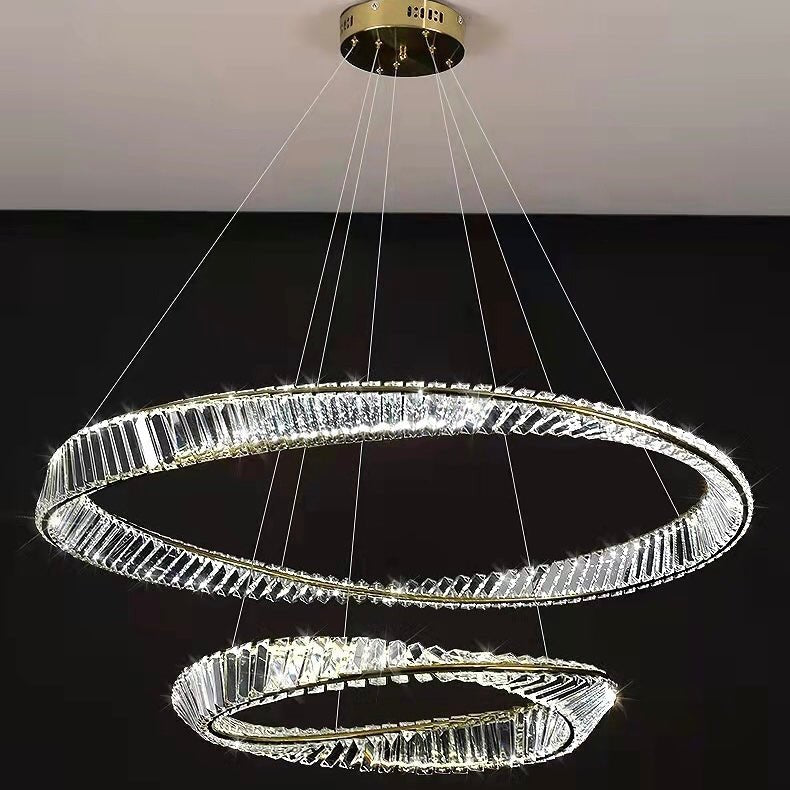 Ring Crystal Chandelier Luxury Living/ Dining Room Ceiling Lamp Bedroom Light-Nobipets