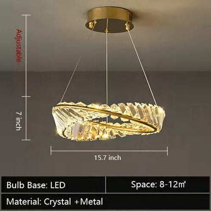 Ring Crystal Chandelier Luxury Living/ Dining Room Ceiling Lamp Bedroom Light-Nobipets