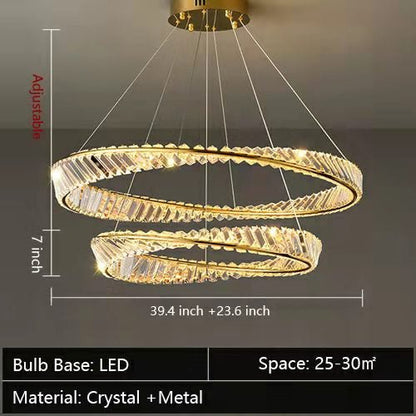 Ring Crystal Chandelier Luxury Living/ Dining Room Ceiling Lamp Bedroom Light-Nobipets