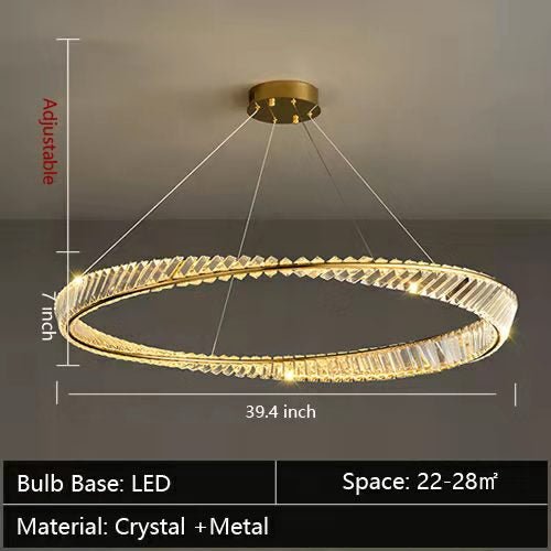Ring Crystal Chandelier Luxury Living/ Dining Room Ceiling Lamp Bedroom Light-Nobipets