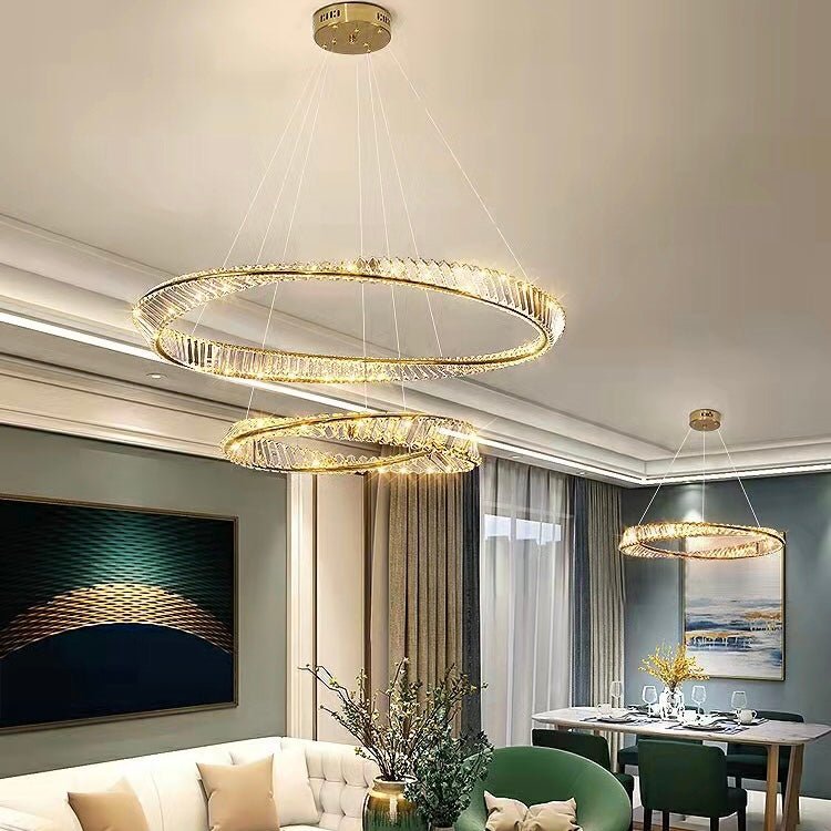 Ring Crystal Chandelier Luxury Living/ Dining Room Ceiling Lamp Bedroom Light-Nobipets