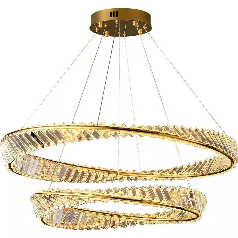 Ring Crystal Chandelier Luxury Living/ Dining Room Ceiling Lamp Bedroom Light-Nobipets