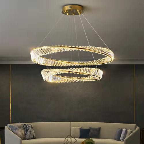 Ring Crystal Chandelier Luxury Living/ Dining Room Ceiling Lamp Bedroom Light-Nobipets