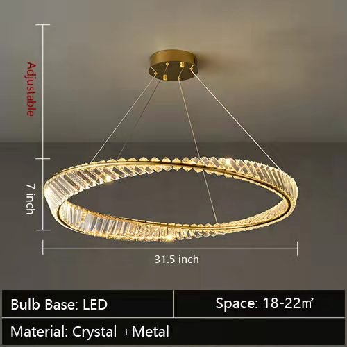 Ring Crystal Chandelier Luxury Living/ Dining Room Ceiling Lamp Bedroom Light-Nobipets