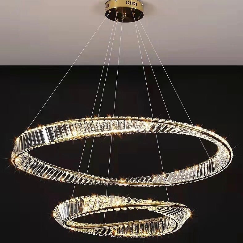 Ring Crystal Chandelier Luxury Living/ Dining Room Ceiling Lamp Bedroom Light-Nobipets