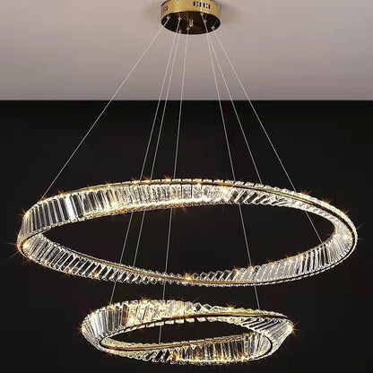 Ring Crystal Chandelier Luxury Living/ Dining Room Ceiling Lamp Bedroom Light-Nobipets