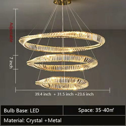 Ring Crystal Chandelier Luxury Living/ Dining Room Ceiling Lamp Bedroom Light-Nobipets