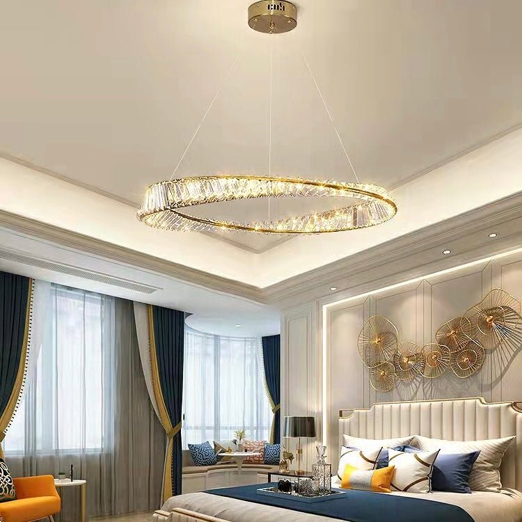 Ring Crystal Chandelier Luxury Living/ Dining Room Ceiling Lamp Bedroom Light-Nobipets
