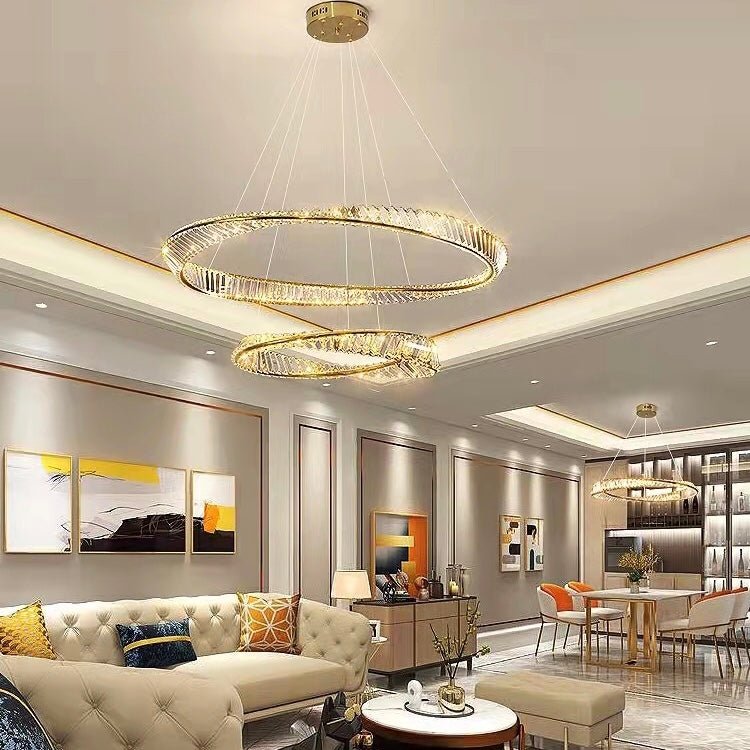 Ring Crystal Chandelier Luxury Living/ Dining Room Ceiling Lamp Bedroom Light-Nobipets