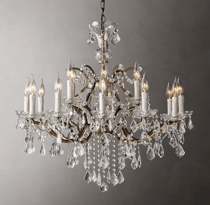 Rococo Iron & Crystal Round Chandelier D33''-Nobipets