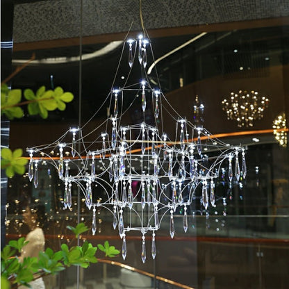 Romantic Event Art Decor K9 Crystal Pendant Light Living/ Dining Room Stainless Steel Chandelier In Chrome Finish-Nobipets