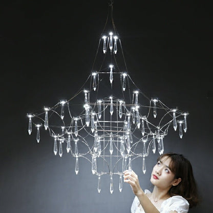 Romantic Event Art Decor K9 Crystal Pendant Light Living/ Dining Room Stainless Steel Chandelier In Chrome Finish-Nobipets