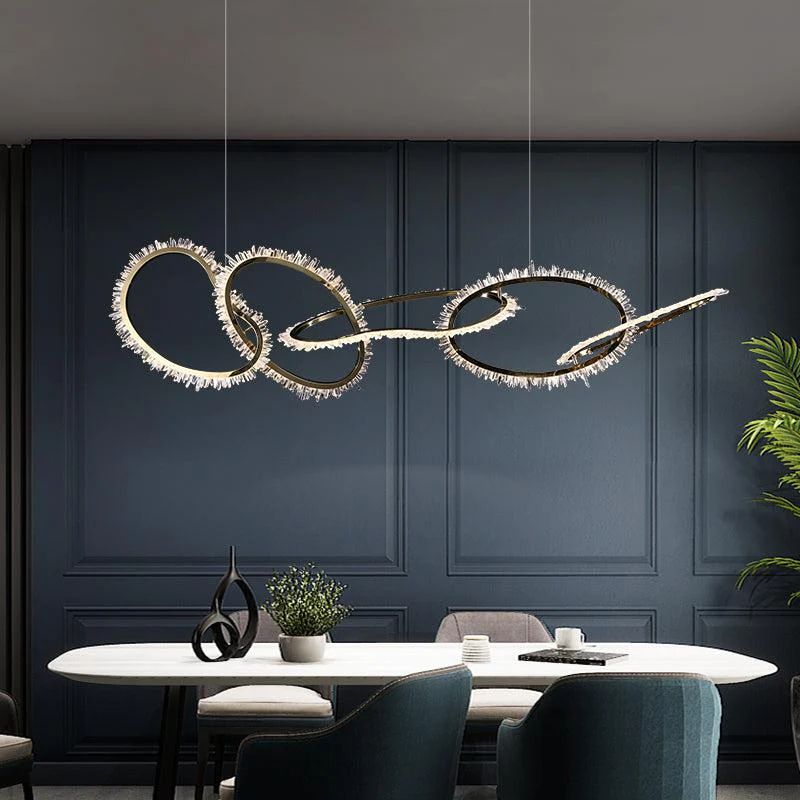 Rose Rock Crystal Chandelier Irregular Round Lamp Fixtures-Nobipets