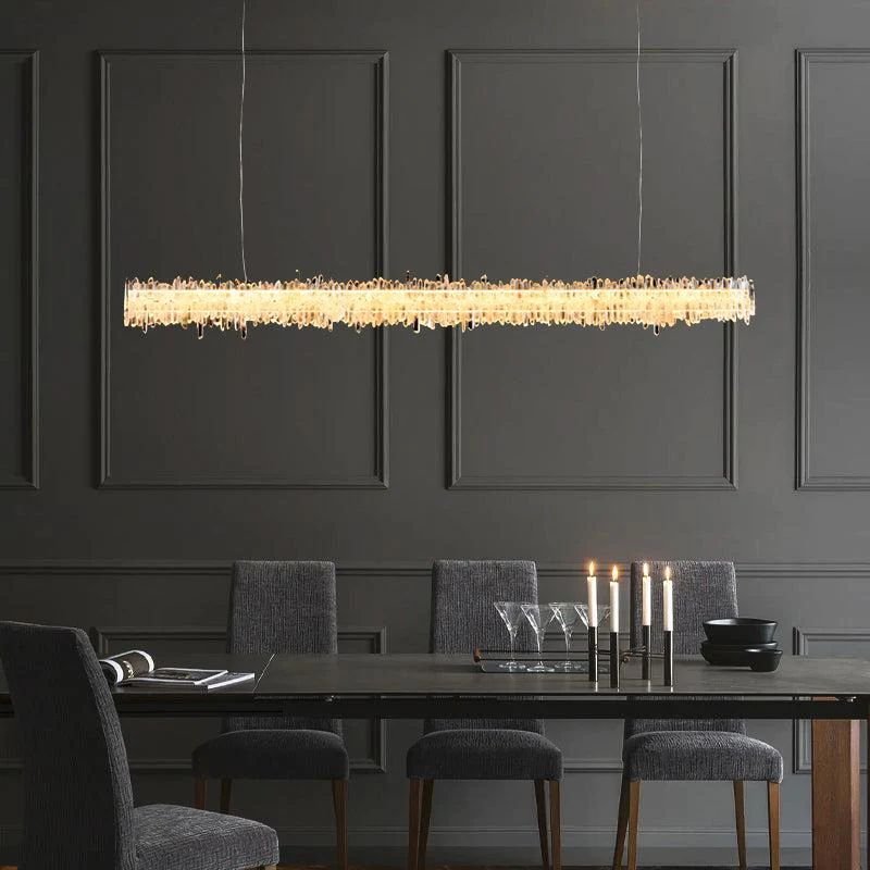 Rose Rock Crystal Chandelier Modern Linear Chandelier-Nobipets