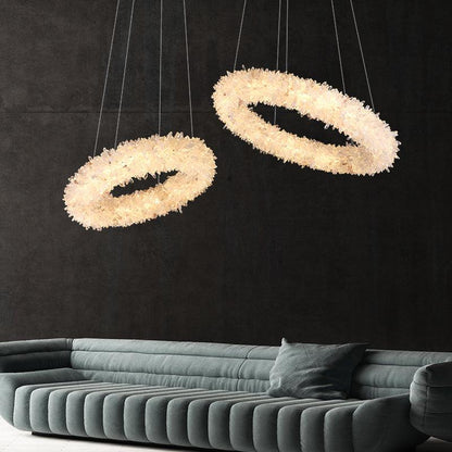 Rose Rock Crystal Chandelier Round Modern Chandelier Lighting-Nobipets