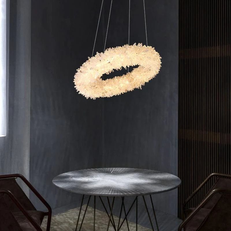 Rose Rock Crystal Chandelier Round Modern Chandelier Lighting-Nobipets