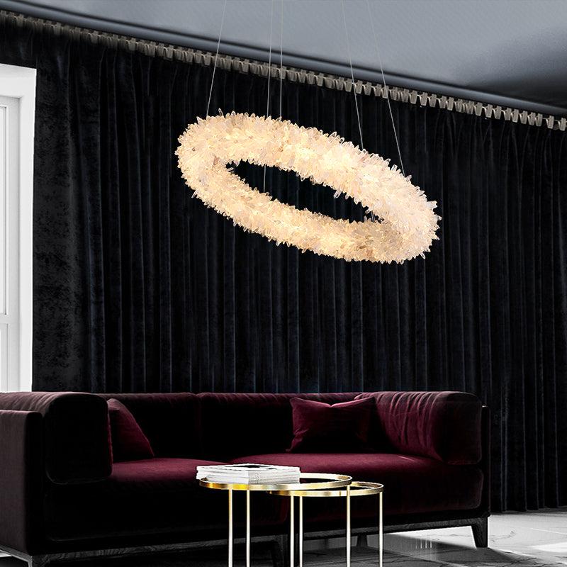 Rose Rock Crystal Chandelier Round Modern Chandelier Lighting-Nobipets