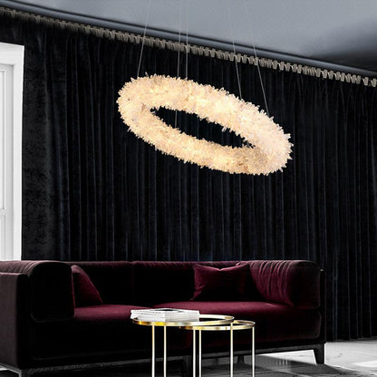 Rose Rock Crystal Chandelier Round Modern Chandelier Lighting-Nobipets