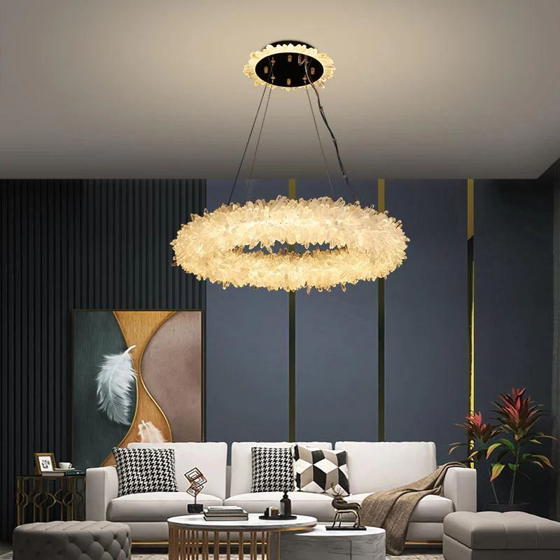 Rose Rock Crystal Modern Chandelier Glamorous Pendant Lighting-Nobipets