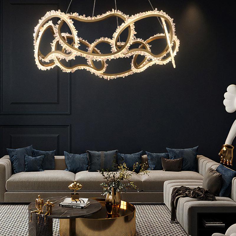 Rose Rock Crystal Multi-ring Chandelier Modern Chandelier Restaurant-Nobipets