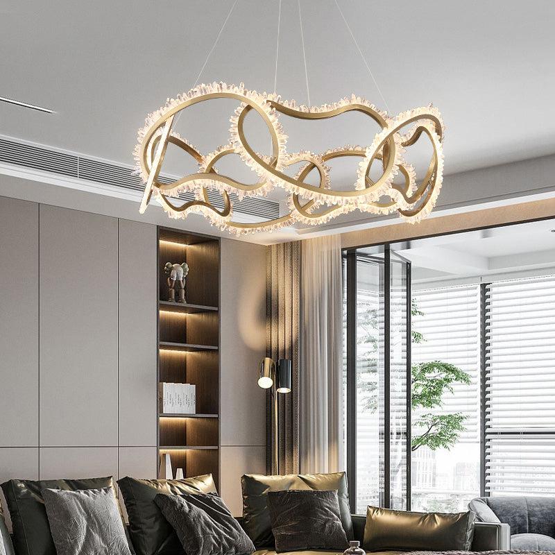 Rose Rock Crystal Multi-ring Chandelier Modern Chandelier Restaurant-Nobipets