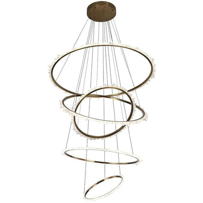 Rose Rock Crystal Multi-rings Chandelier Modern Chandelier Staircase-Nobipets