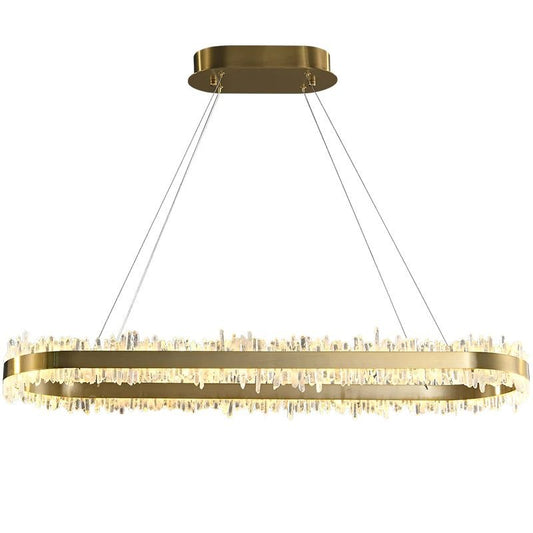 Rose Rock Crystal Oval Chandelier Elegant Lighting Fixtures-Nobipets
